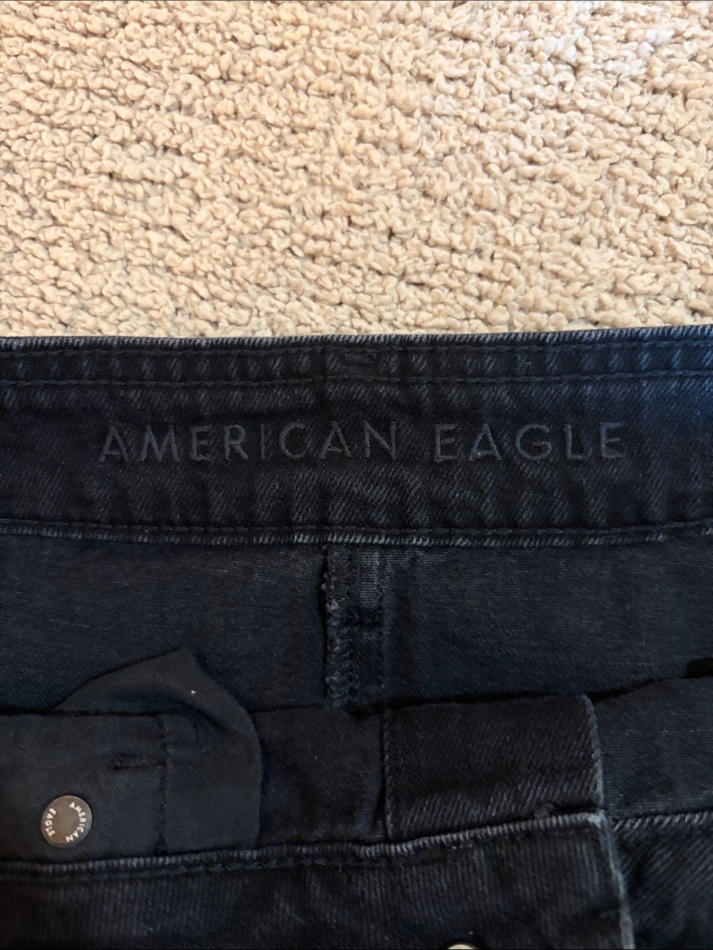 American Eagle Outfitters Black Button-Front Denim Mini Skirt - Picture 3 of 4